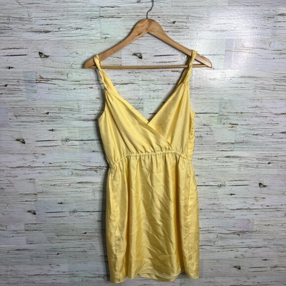 Banana Republic Silk Midi Dress Size 4  yellow - Picture 7 of 9